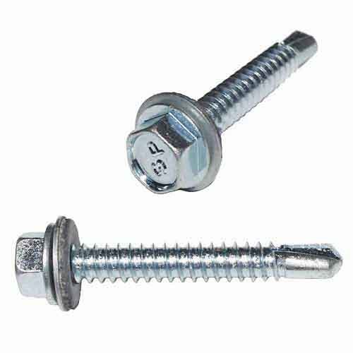 TEKSH142 #14 X 2" HWH Sheeting, Self-Drilling Screw, w/Bonded Washer, Zinc